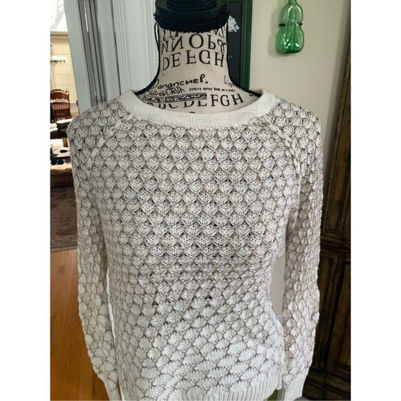 Anthropologie Moth Cream And Beige Honeycomb Knit  Sweater - Picture 6 of 8